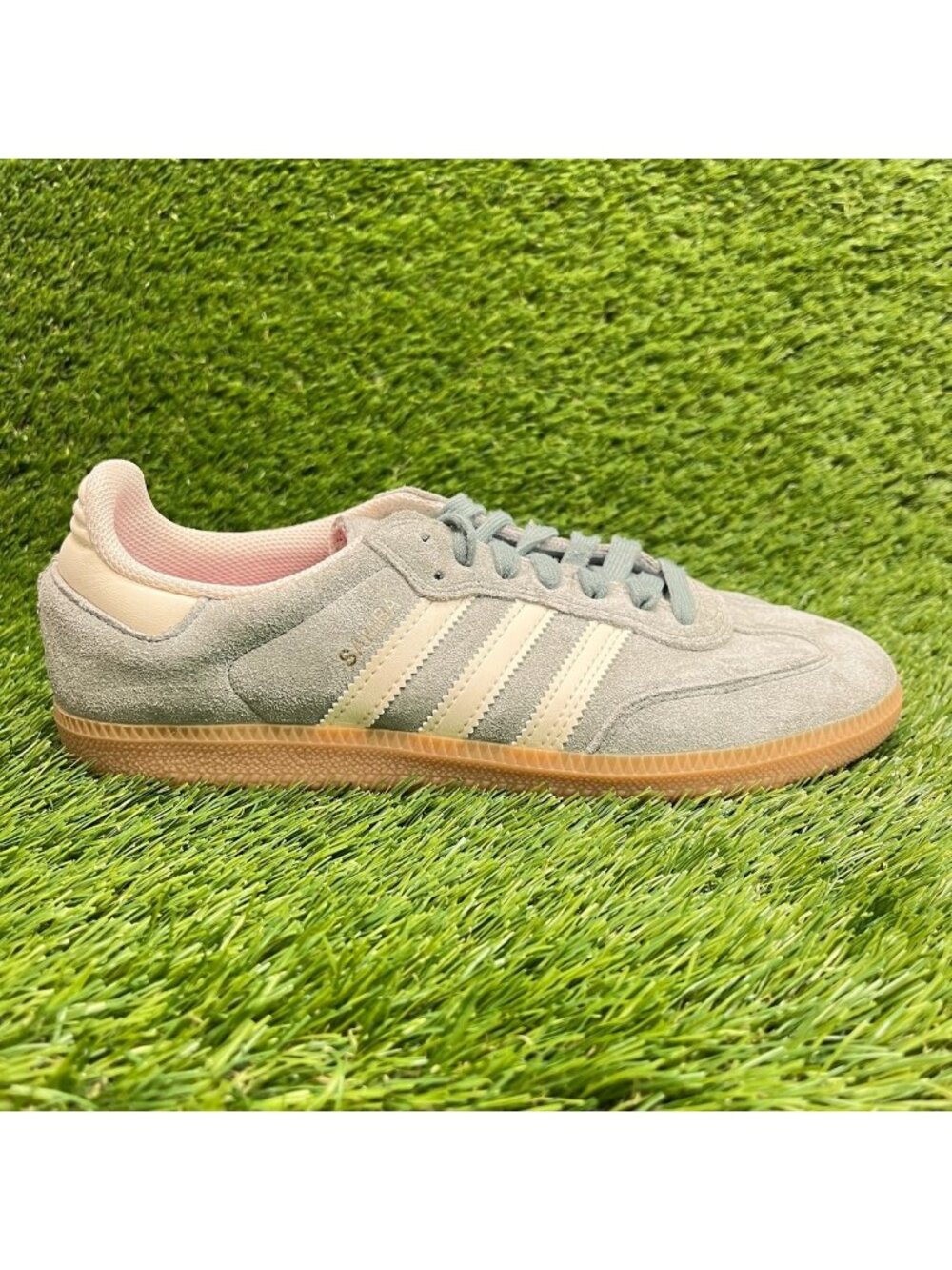 Adidas Samba ADV Mens Size 6.5 Silver Green Gum Athletic Walking Shoes Sneakers